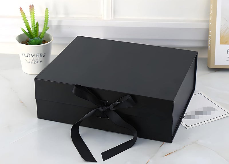 RUIFYRAY Black Luxury Magnetic Gift Box with Lid, Ribbons and Gift Bag, Medium Size-9.4x7x3 Inches, Great for Christmas, New Year, Wedding, Birthdays, Man - Image 5